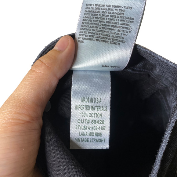 NWT Agolde lana mid rise vintage straight black distressed jeans sz 28 - Picture 7 of 8